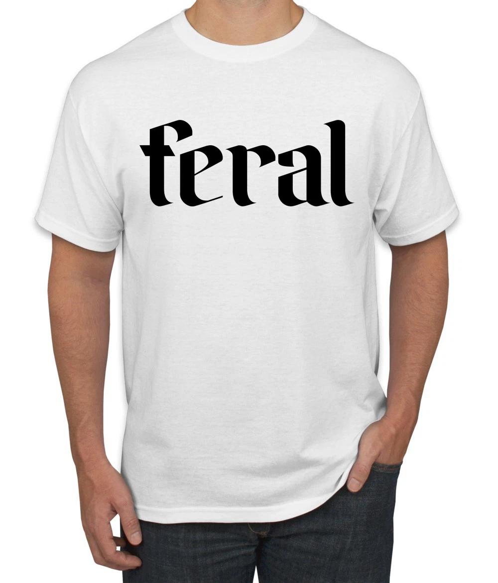 Feral Funny Gothic Text Gen Z Alpha Slang Meme Influencer Men s T- Shirt 2XL