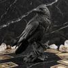 Realistische Rabenstatue Gotische Schwarze Krähe Figur, Harz für Halloween Tischplatte Innen Außen Vogel Dekoration, Dunkles Gruseliges Ornament Zuhause Büro Bücherregal