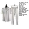 2 Pcs/Set Men Top Pants Set Solid Color V Neck Short Sleeves Loose Pullover Exercise Elastic Waist Drawstring Plus Size Men Sports Suit Men Garment