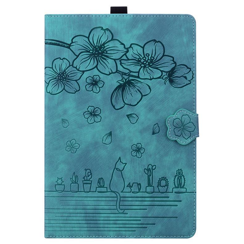 iPad Air 13-inch 2025 Leather Case, Cherry Blossom Cat Design, Card Slot, Stand Compatible with iPad 10.9 and Pro 11-inch