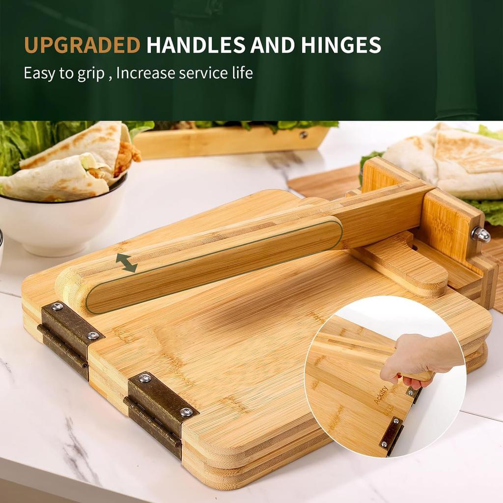 Bamboo Tortilla Press Maker - Dumpling Wrapper Artifact, Wooden DIY Pastry Tool Kitchen Tools
