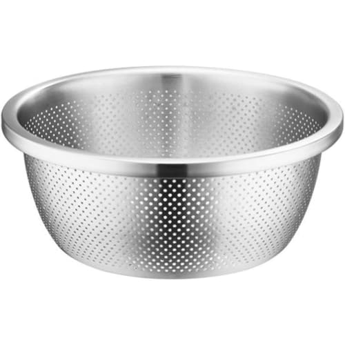 Stainless steel colander bowl, rice washing bowl, rice drainer, rice strainer, all-purpose bowl, tabletop colander set, non-clogging perforated coland