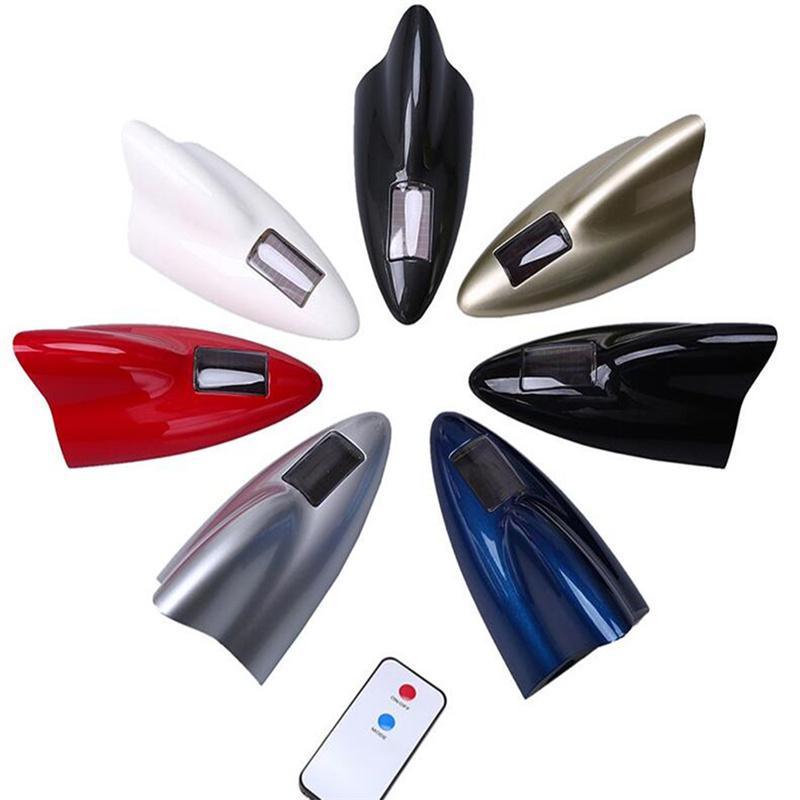 Black Shark Fin Antenna Remote Control Solar Charging With Led Warning Lights