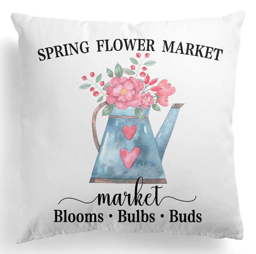 New Spring Flower Pillowcase Easter Bicycle Small Truck Peach Leather Velvet Printed Home Pillowcase