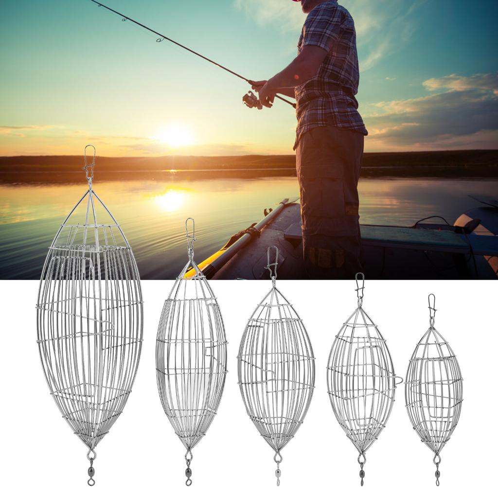 Fishing Bait Cage Stainless Steel Lure Cage Carp Fishing Trap Basket Feeder Holder for Shrimp Crab F