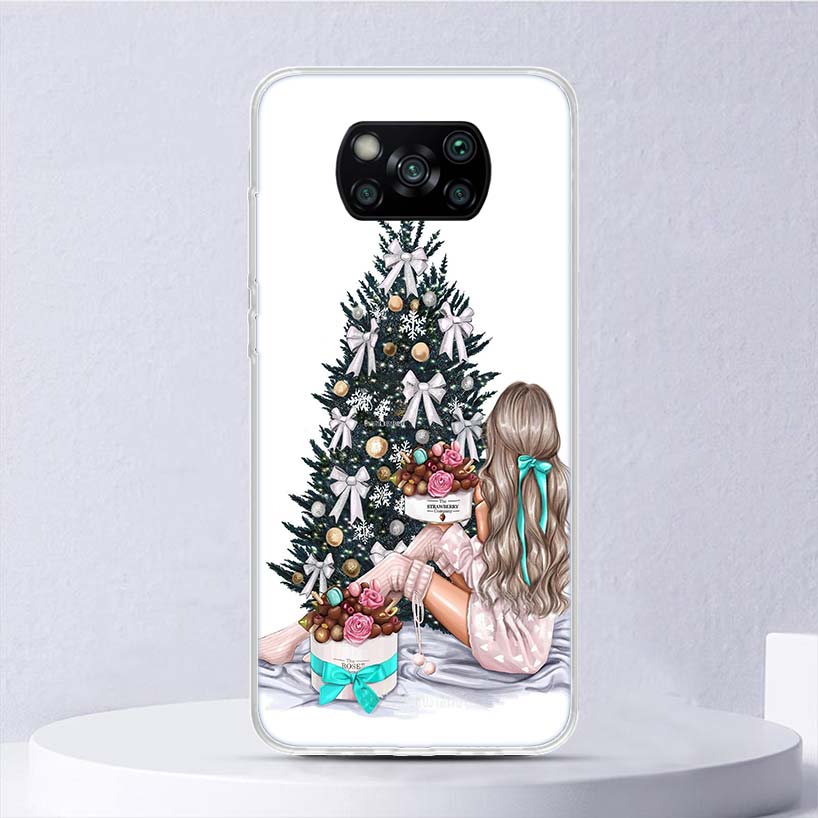 

Christmas Girls Tree Gift Soft Case для Xiaomi Poco X3 NFC X4 M4 Pro M3 M2 Phone Cover F3 F2 F1 Mi Note 10 Lite A3 A2 A1 Funda C Xiaomi Mi A2