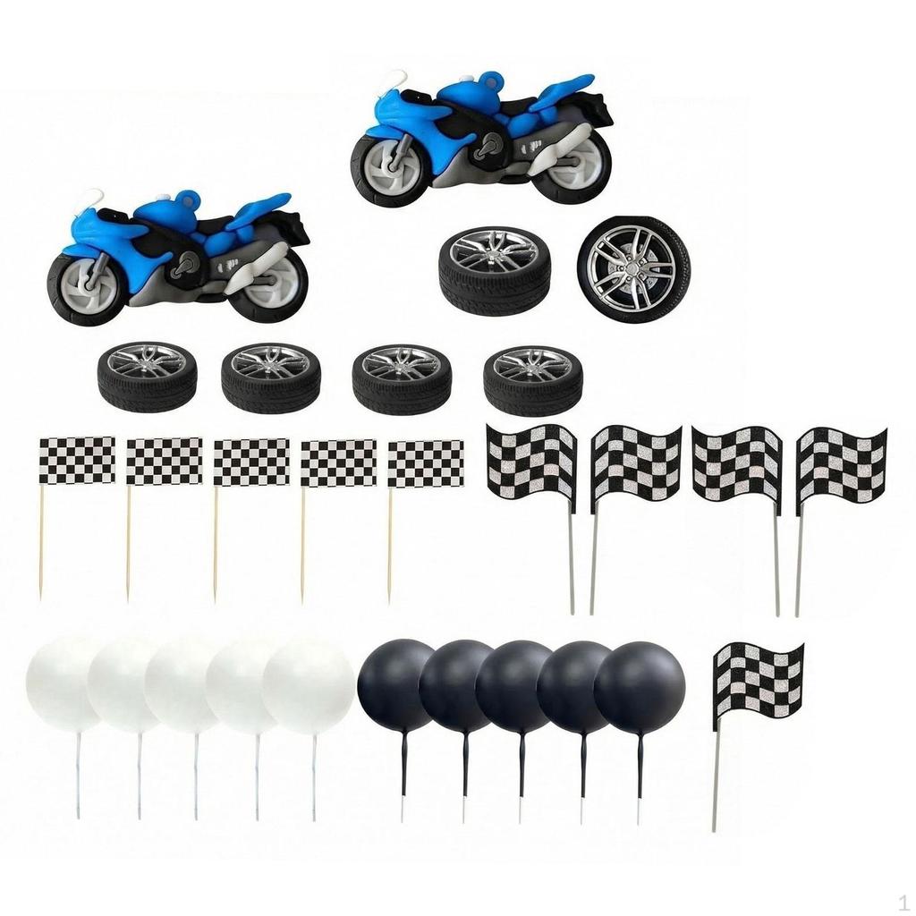 28Pcs Motorbike Cake Toppers Little for Crafts Projects Birthday Anniversary