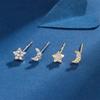 S925 Silver Mini Star Moon Stud Earrings For Women Exquisite Sparkling Zircon Hypoallergenic Sleep Friendly Small Ear Jewelry