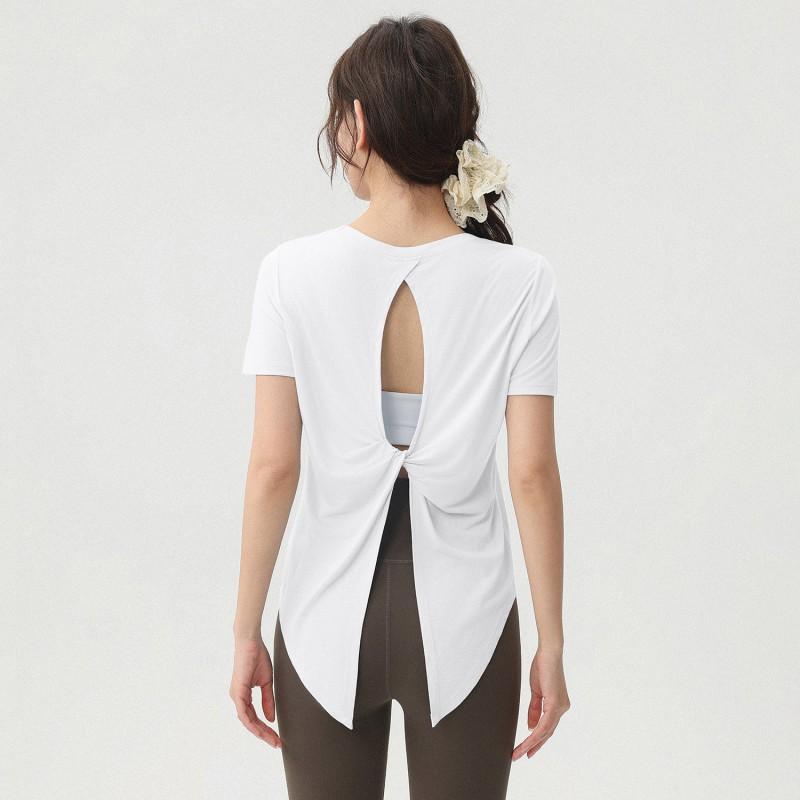 Womens Lightweight Loose Fit Breathable Mesh Yoga Top Short Sleeve Workout Shirt Fitness Running Gym