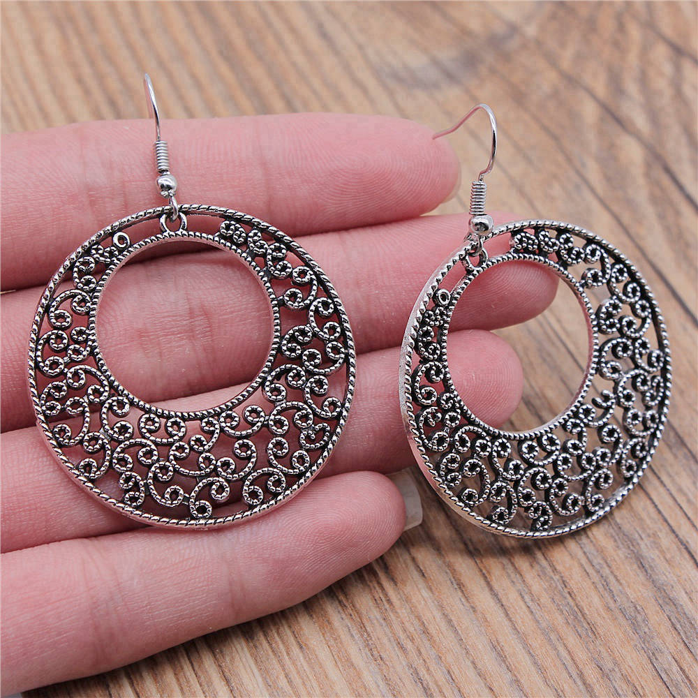 Hängeohrring Pflanze Blume des Lebens Minimalistischer Schmuck Komponenten Ohrringgröße 18x19mm QE020