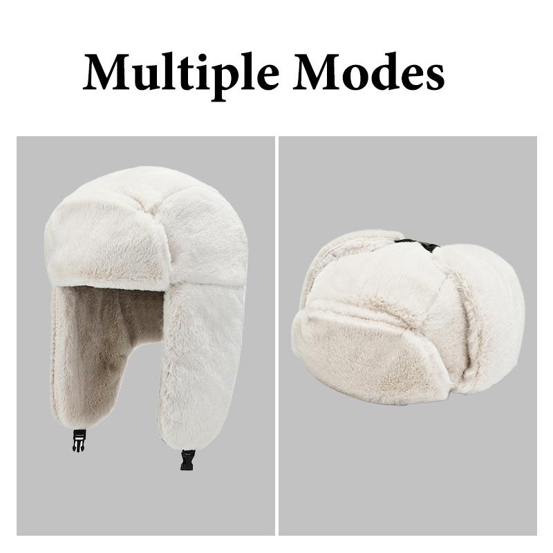 Winter Warm Ear Protector Head Cap For Men Women Outdoor Thick Windproof Warm Cycling Cap Retro Pilot Locomotive Warm Cap