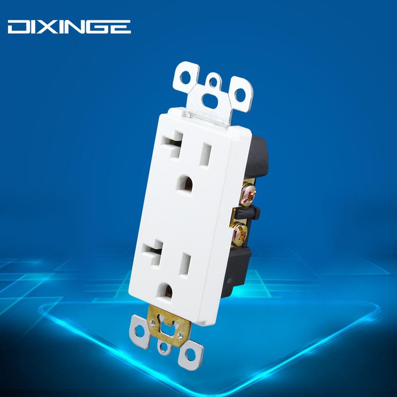 US Certified 20A NEMA 5-20R Double Gang Power Outlet