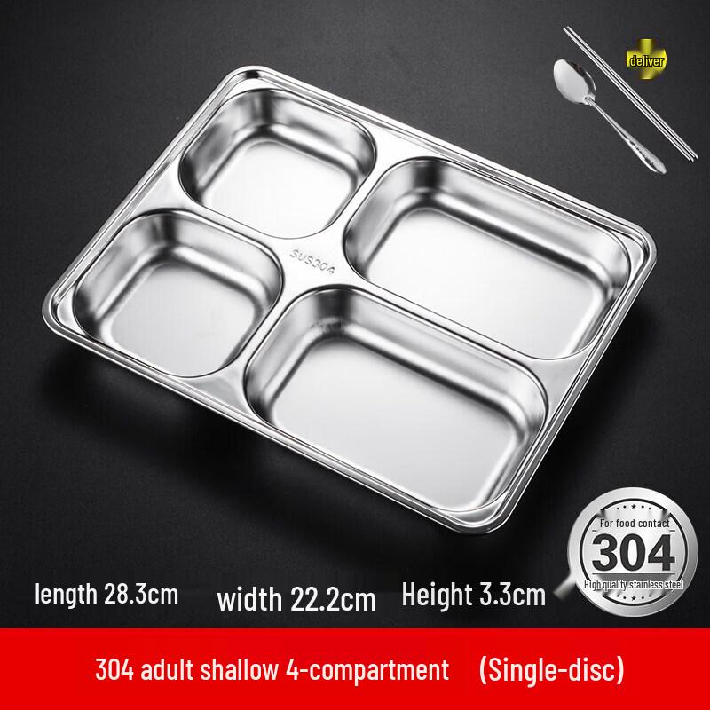

Thickened Stainless Steel Compartmentalized Lunch Tray