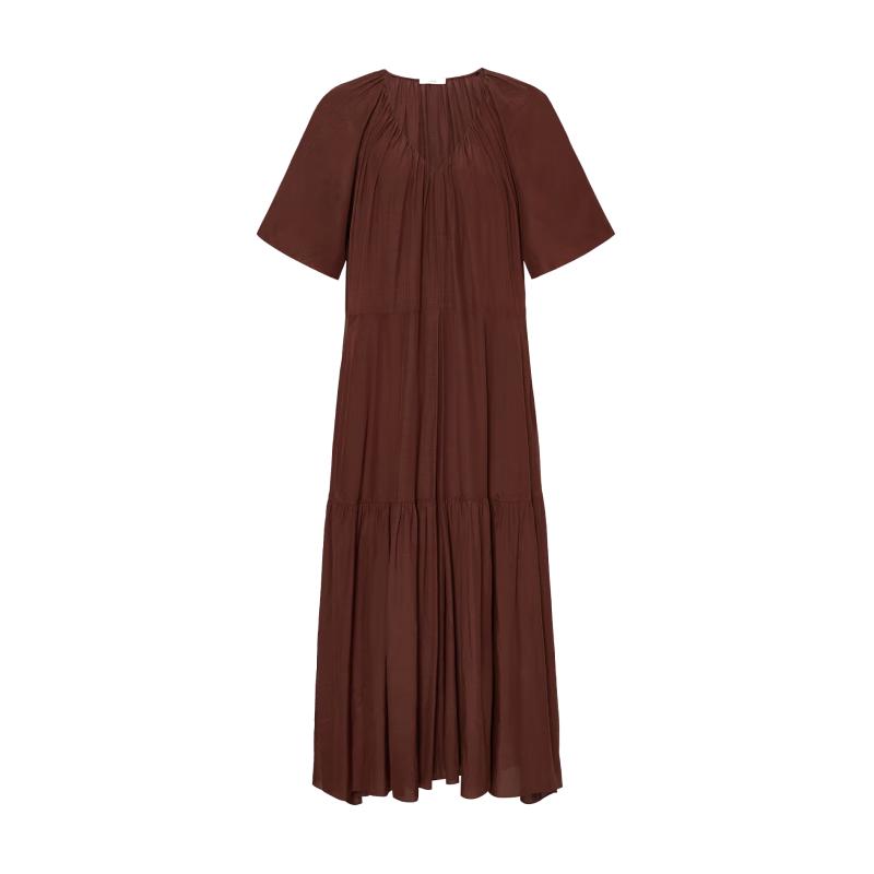 Edition Pleated Ruffle Sleeve Resort Style Long Dress
