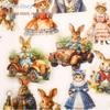 RetroStory Fairy Tale Series Animal Collage Stickers: Cat & Rabbit Backgrounds for Creative Journaling