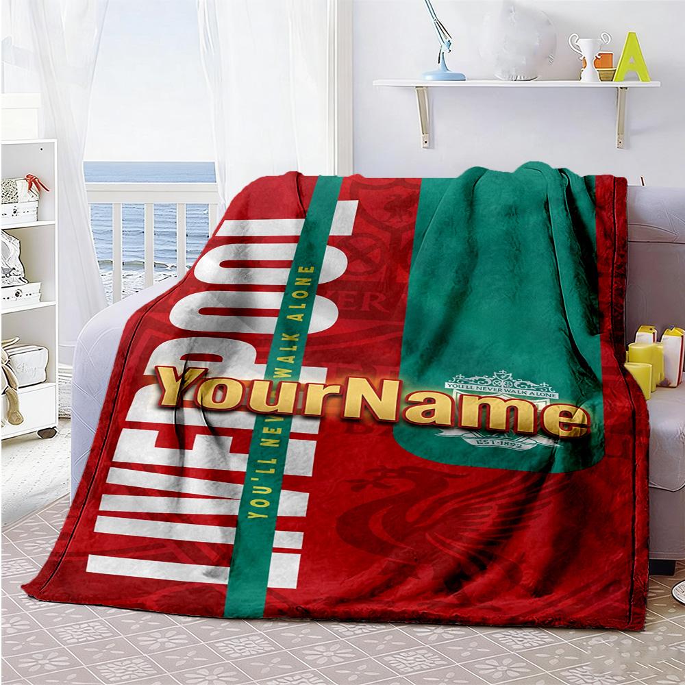 Liverpool Personalized Text Blanket Cozy Customizable Blanket Comfortable for Bed Couch Picnics Sofa All-Season Use Birthday Christmas Gift Blanket