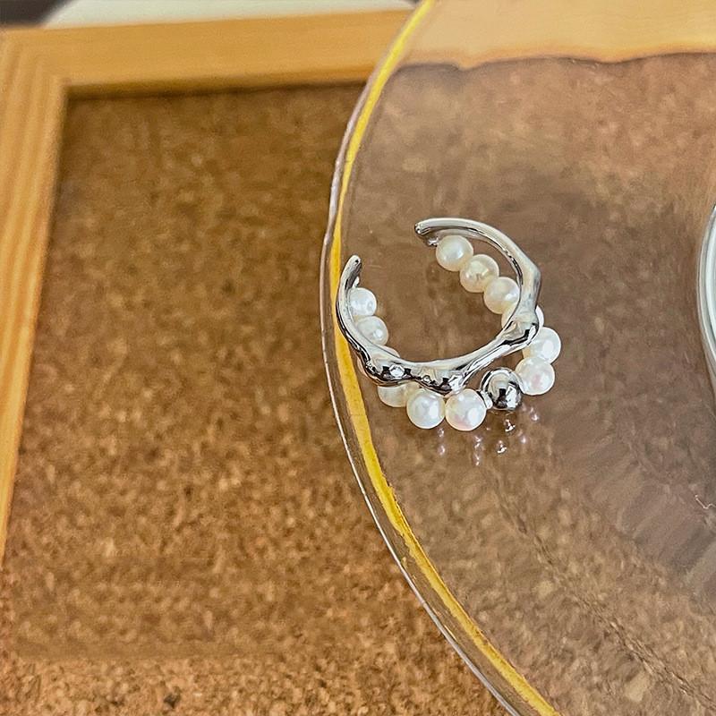 Trendy Geometric Pearl Ring For Women Stylish Adjustable Vintage Design For 2023