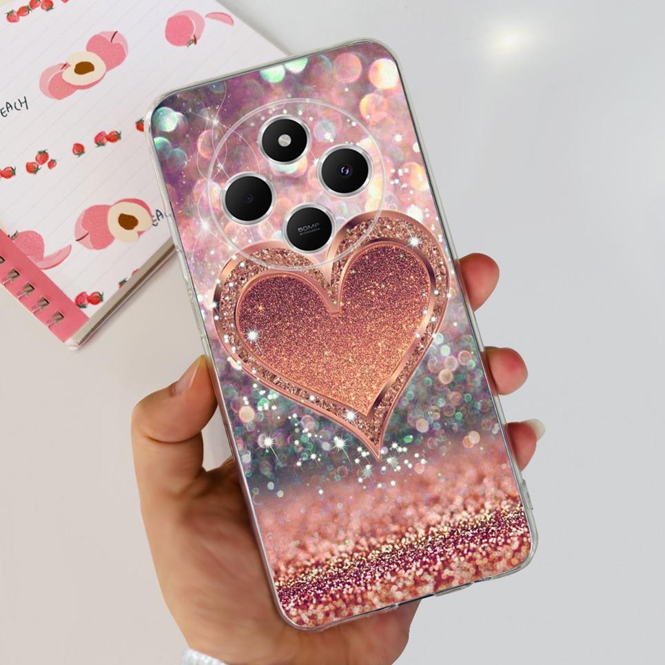 For XIaomi Redmi 14C / Poco C75 Back Cover Butterfly Rose Flower Luxury Girly Phone Case On Redmi 4C Clear Soft TPU Clear Capa