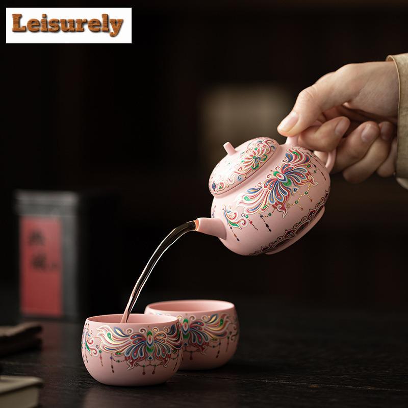 Rosa Lila Ton Schmetterlingsmuster Teegeschirr Komplettes Set Luxuriöses Teezeremonie Set Teekanne Und Teetasse Set Cafés Zubehör Handwerksgeschenk