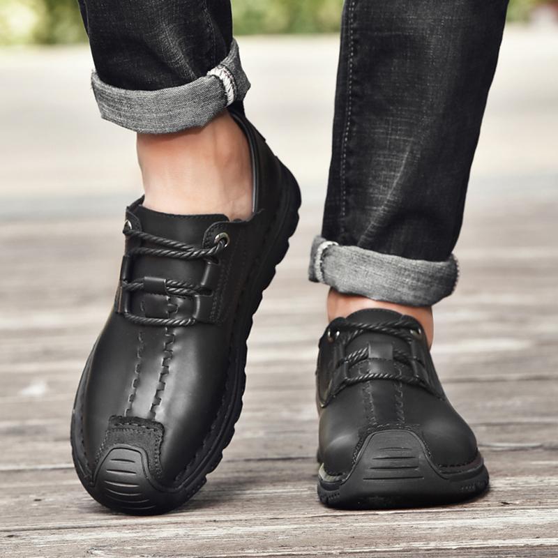 38-48 Large Size Leather Shoes Men's Microfiber Leather Soft Bottom Winter Men's Shoes Business Casual Leather Shoes