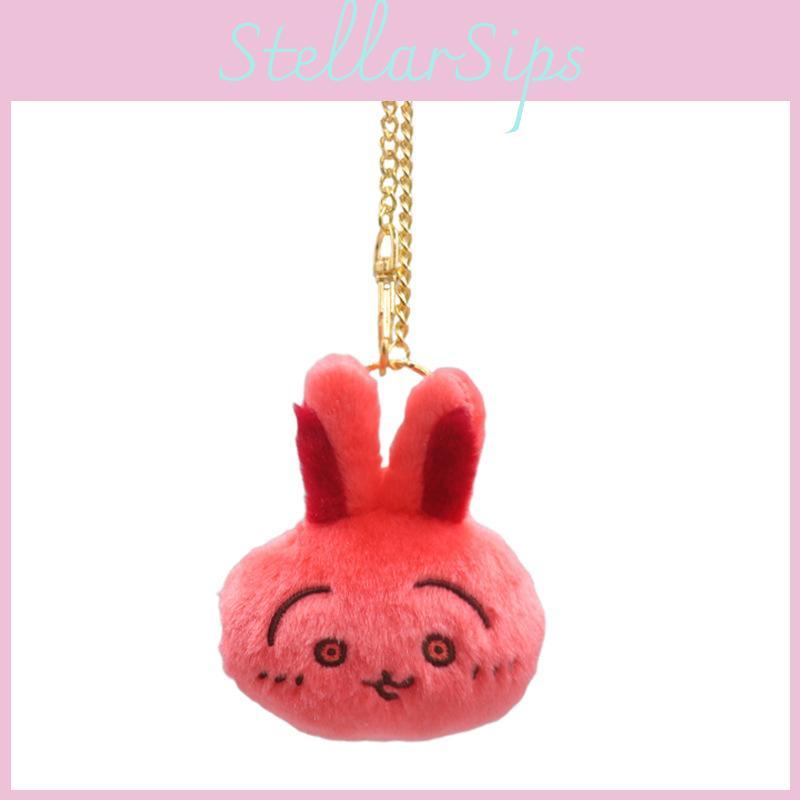 Adorable Plush Keychain Featuring Red Rabbit Head Usachi With Soft Pp Cotton Filling
