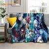 3D Niedliche Genshin Impact Cartoon Spiel Weiche Flanelldecke für Betten Schlafzimmer Sofa Picknick, Überwurfdecke für Outdoor-Freizeit Nickerchen Geschenk