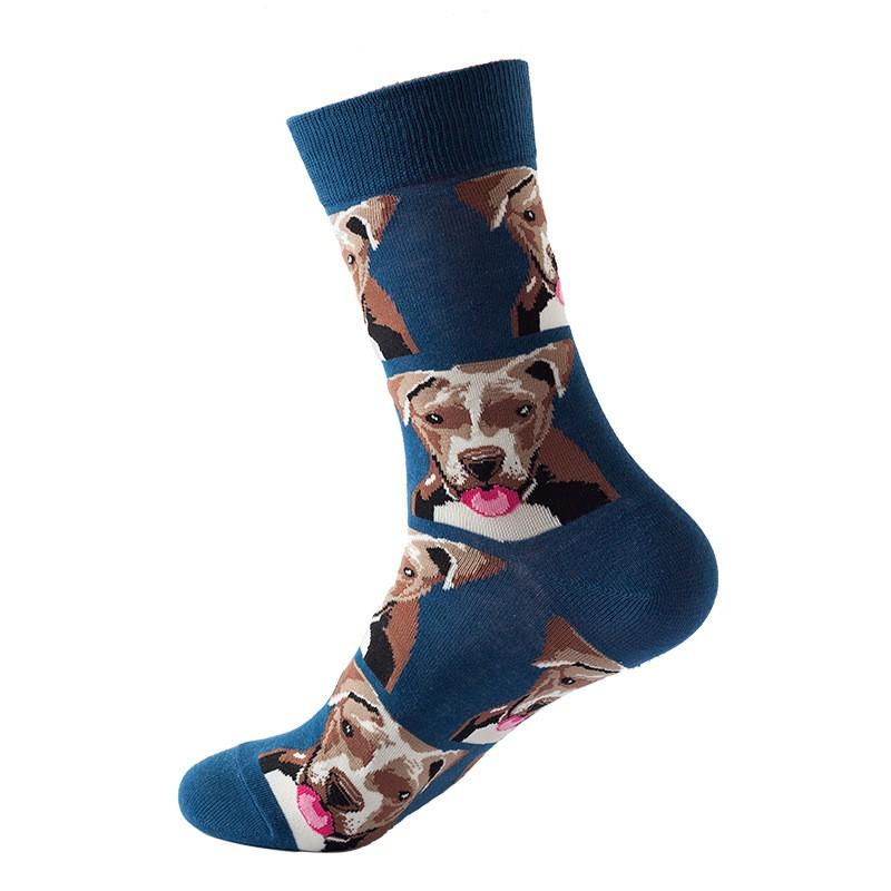 Mens Cotton Cartoon Animal Socks Mid-Calf Casual Trendy Youth Wear