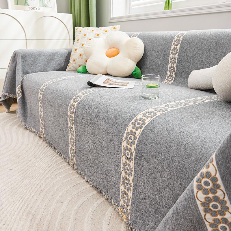 Chenille Sofa Cover Towel Full Covered Four Seasons Universal Simple Sofa Cushion Non-Slip Anti-Scratching Leather Sofa Cover
