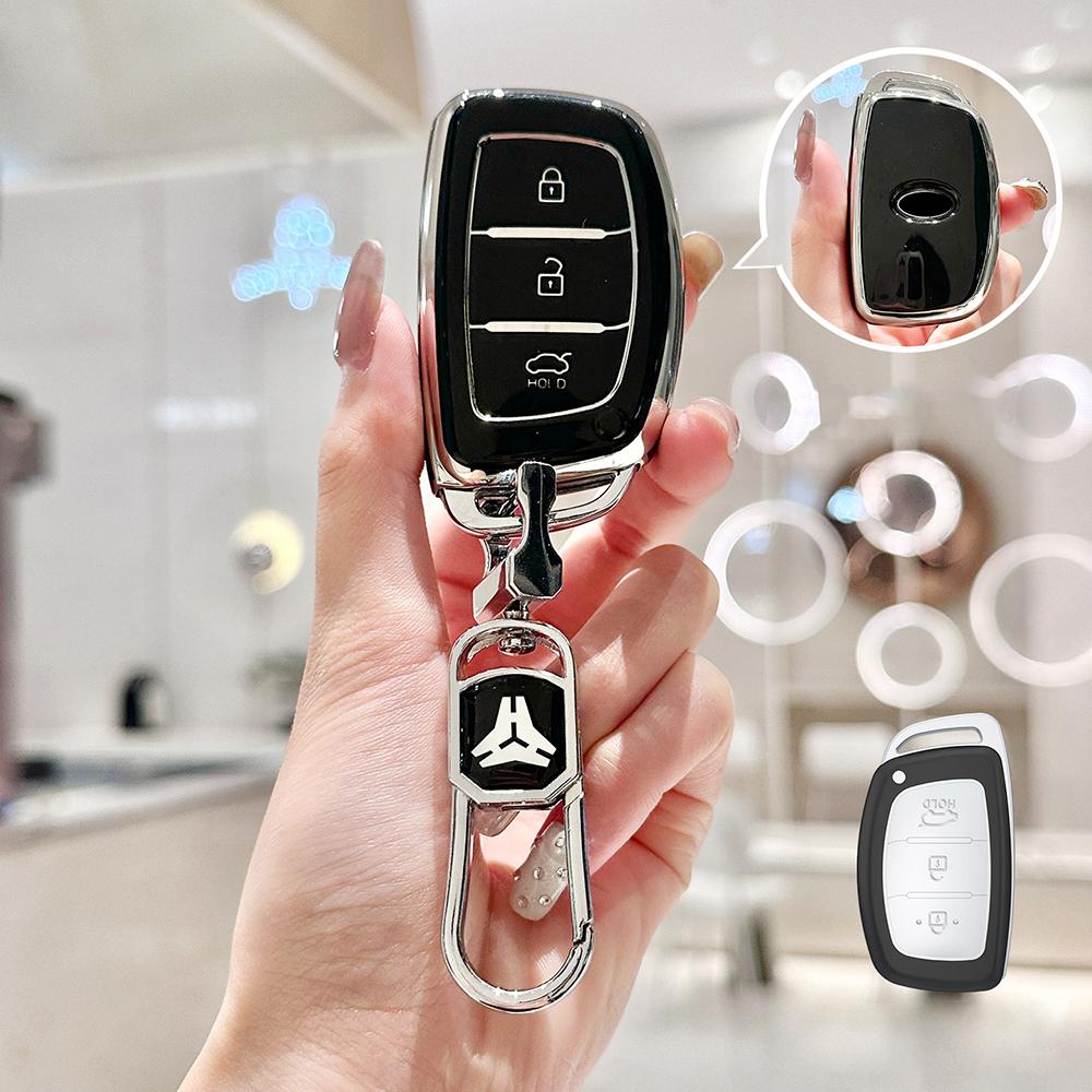 3 Buttons TPU Car Smart Key Case Cover For Hyundai Creta Ix35 Ix45 I10 I30 I40 Tucson Santa Fe Rena Sonata Elantra Shell Fob