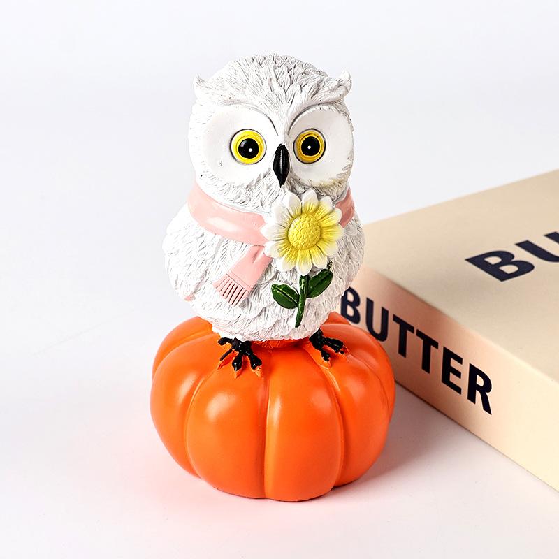 Halloween Decorations - Cute Owl, Bat, Pumpkin, Ghost Resin Craft Figurines, Party Small Gifts