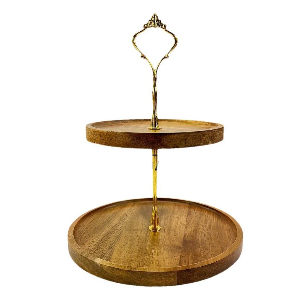 Premium Wooden Cupcake Stand with 2 Tier Serving Tray, Perfect Rustic Dessert Display Stands for Wedding, Birthday, Tea Party