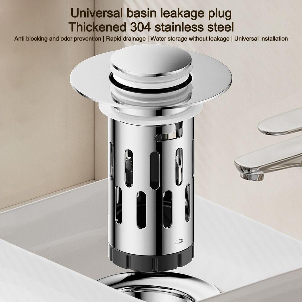 New Stainless Steel Washbasin Leak Proof Plug Odor Proof Durable Floor Drain Filter Pop-Up Bounce Core Universal Accessor