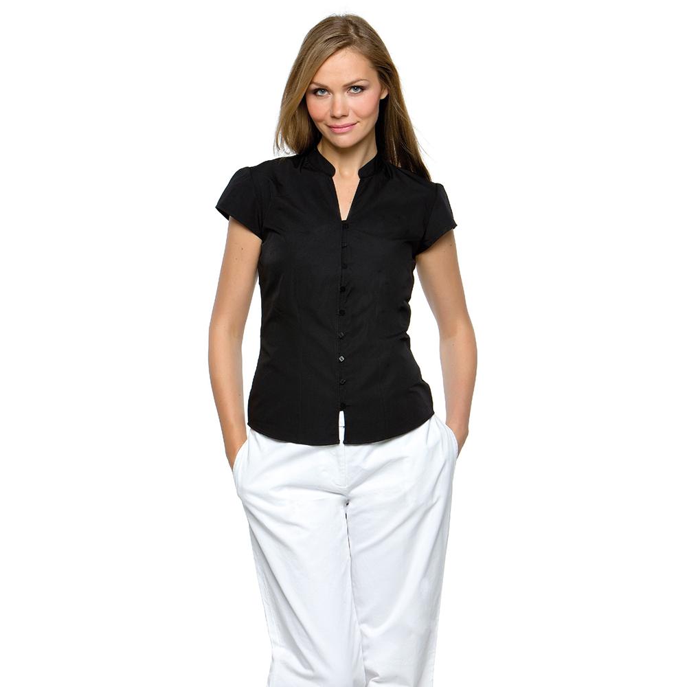Kustom Kit Ladies Continental Blouse Mandarin Collar Cap Sleeve
