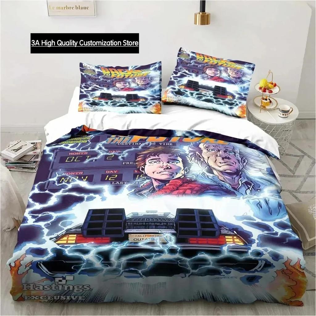Návrat do budoucnosti Klasický film Retro povlečení Postel Třídílná sada Jednolůžko Dvojlůžko Velikost Queen King Povlak na přikrývku Dárek pro chlapce