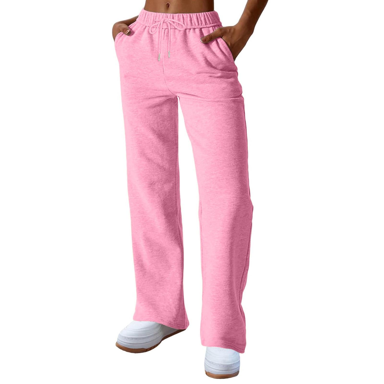 

Женские модные свободные однотонные спортивные штаны на шнурке, повседневные брюки с карманами L розовый
