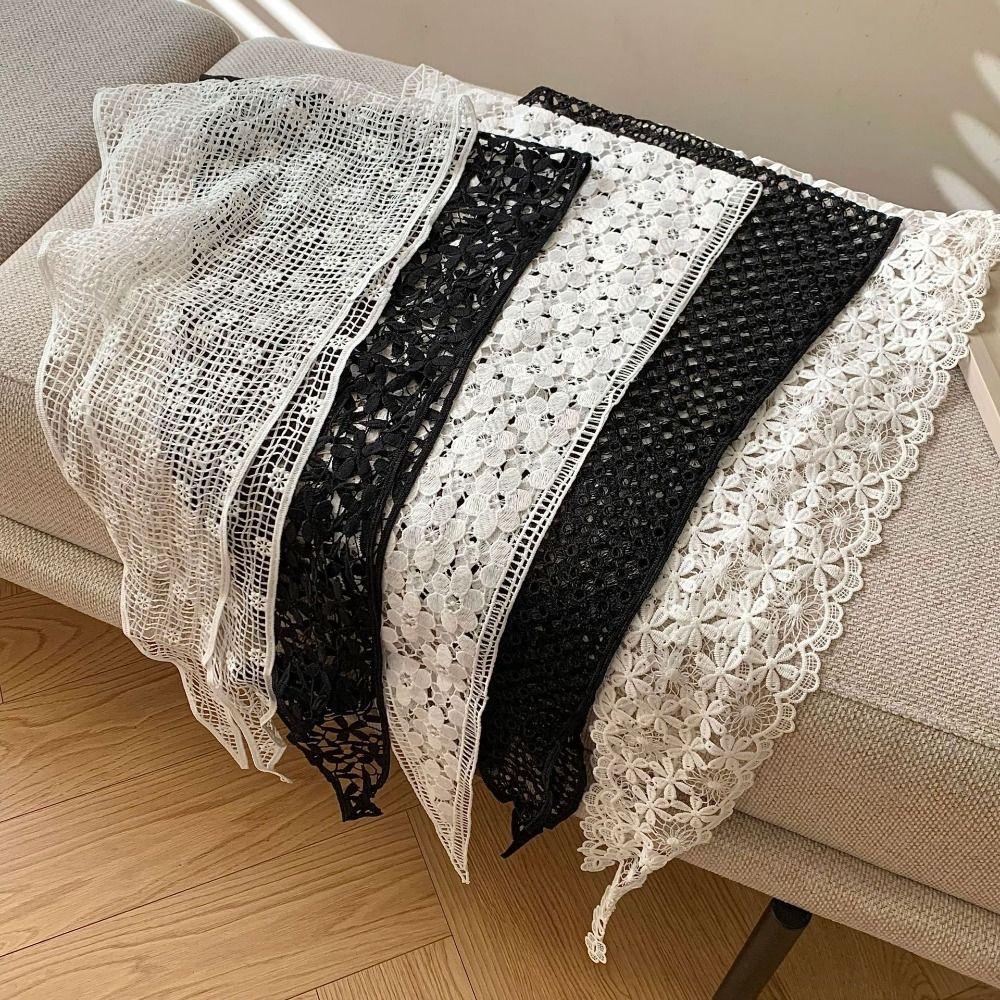 Floral Printed Lace Triangle Scarf Transparent Skirt Curtain Elegant Lace Head Scarf Party