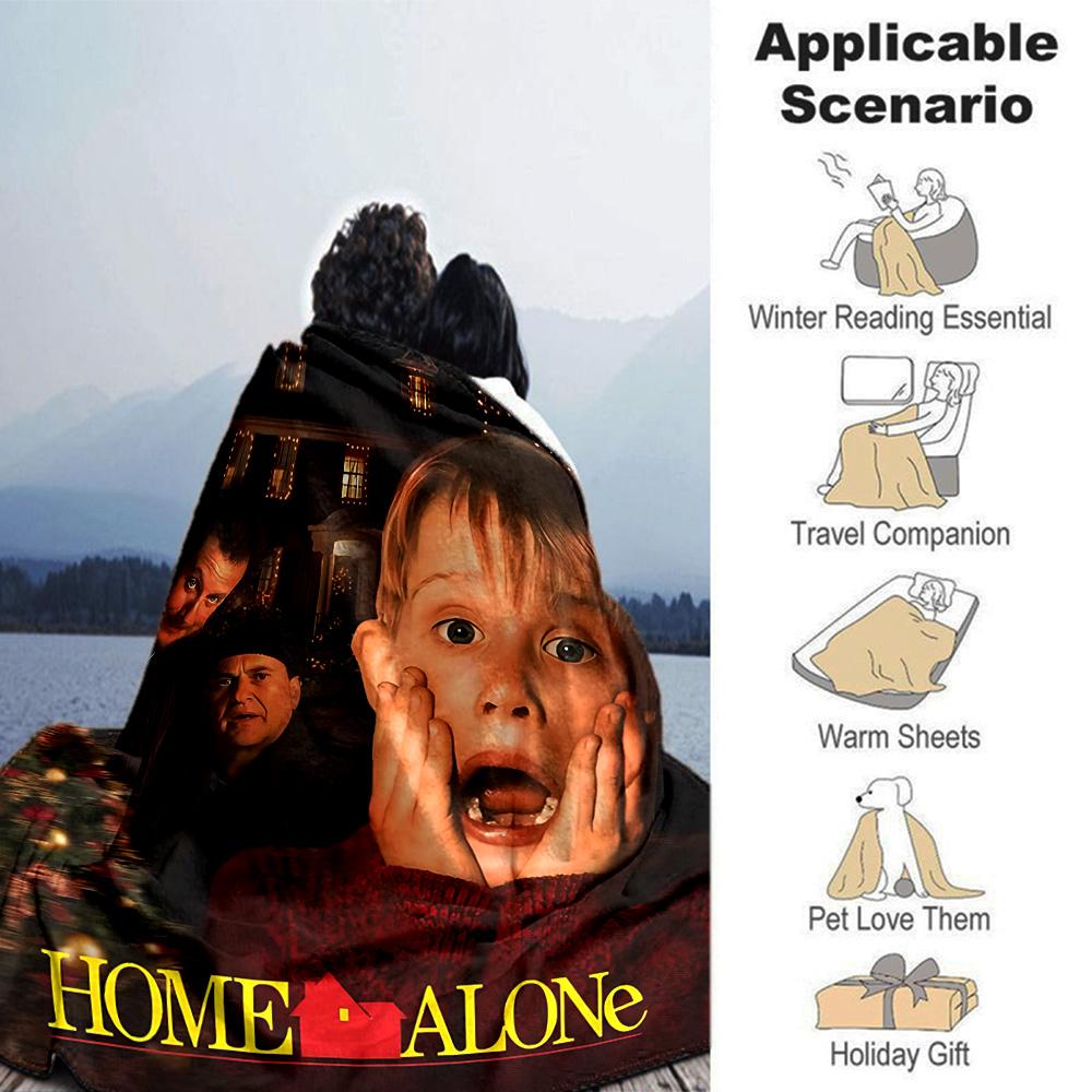 Home Alone Christmas Movie Flannel Blanket Super Soft Warm Cozy Blanket for Sofa Bed Office Travel All‑Season Home Decor Gift