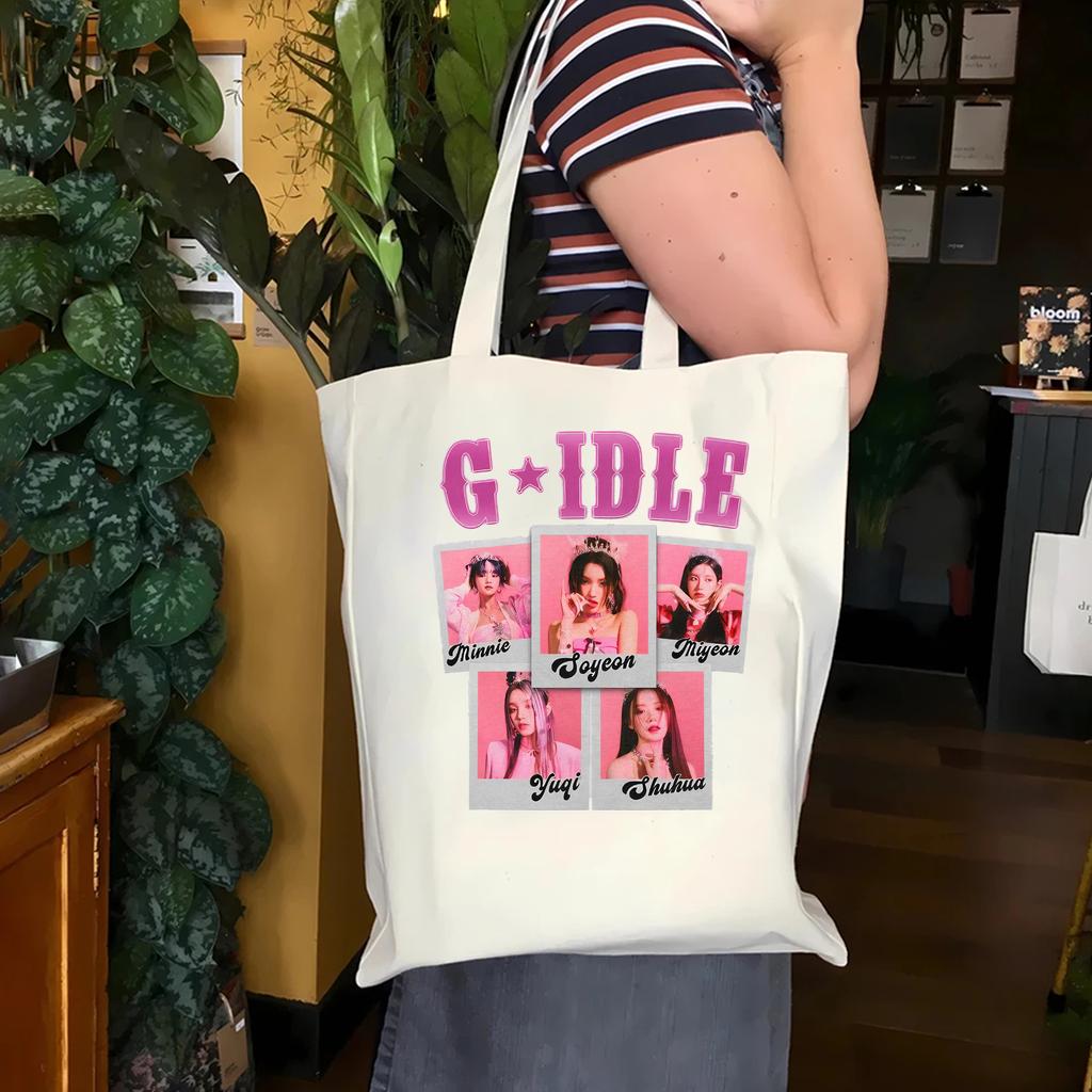 Collage Harajuku Printed Tote Bag Tote Bag Women's Popular Korean Group Canvas Shoulder Bag