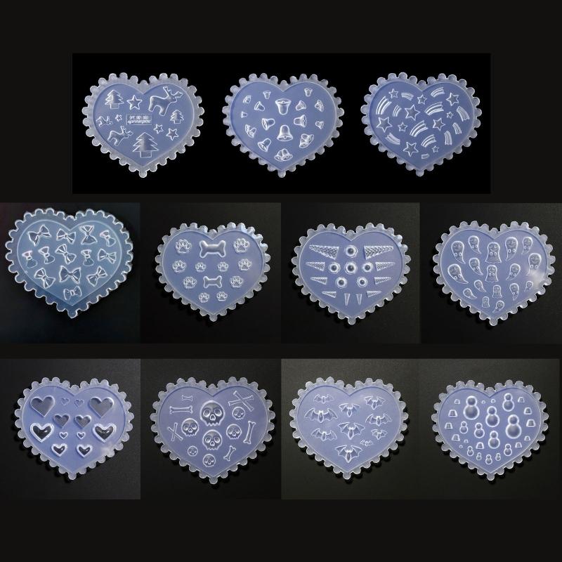 Mini Nail Art Silicone Mold Flower Bone Skull Resin Mold Jewelry Tool 3D Nail Art Mold Nail Art Decorative Mold for Girl