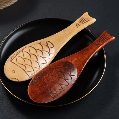2Pcs Rice Spoon Wood Kitchen Spoon Ladle Rice Spatula Cute Fish Shape Rice Scoop Wooden Spoon for Cooking Kitchen Utensils Tools