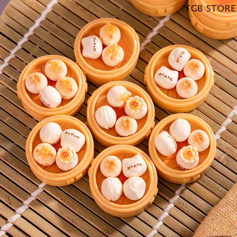 Miniature Mini Food Toys Steamer Ornaments Imitation Steamed Buns Decoration Kitchen Accessories