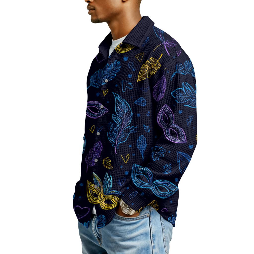 Herr Casual Långärmad Skjorta med Knappar