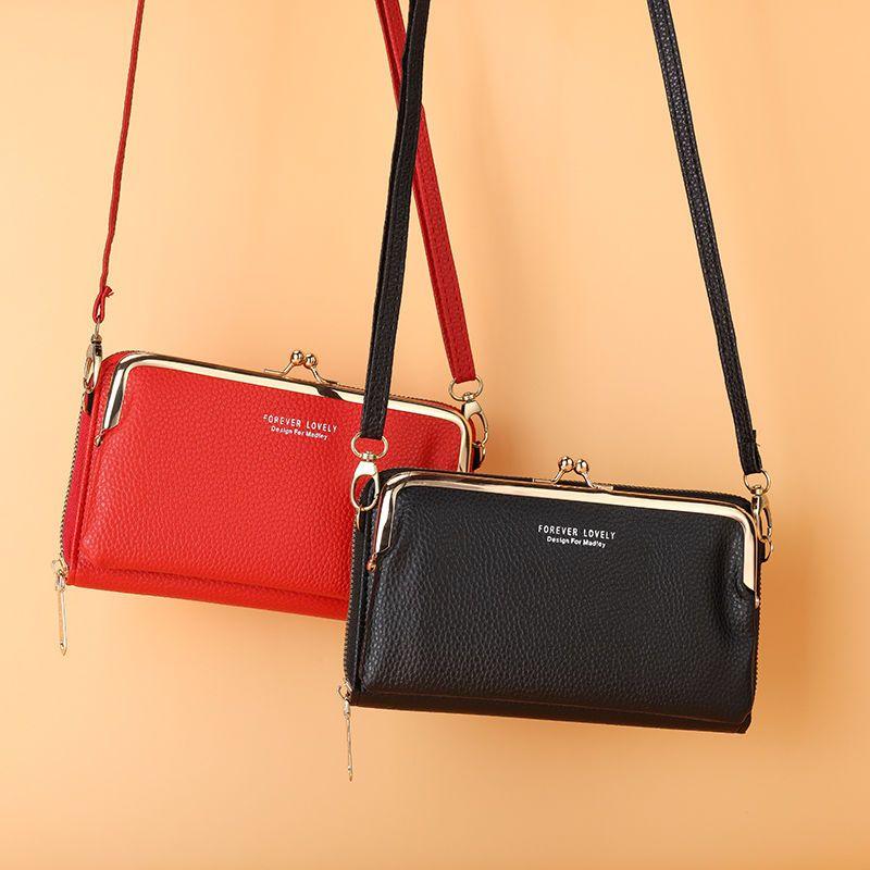 Mobile Phone Bag Female Litchi Grain Messenger Bag Student Versatile Dual-purpose Purse Fashion Makeup Bag Mini Bag