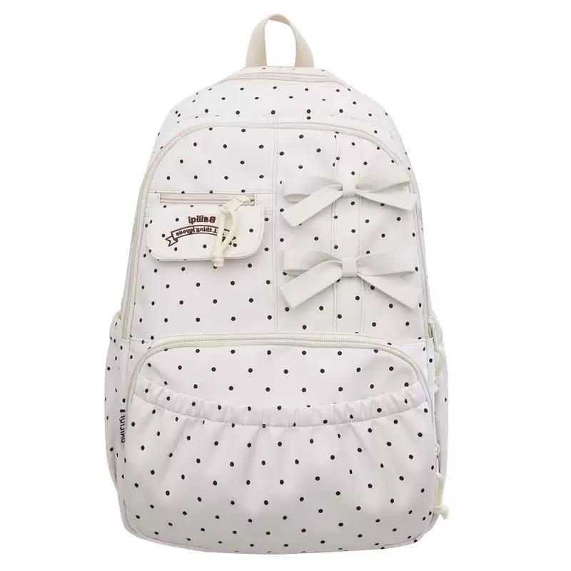 Zaino versione coreana ins carino a pois zaino femminile design di nicchia grande capacità zaino scolastico per studenti fiocco zaino versatile