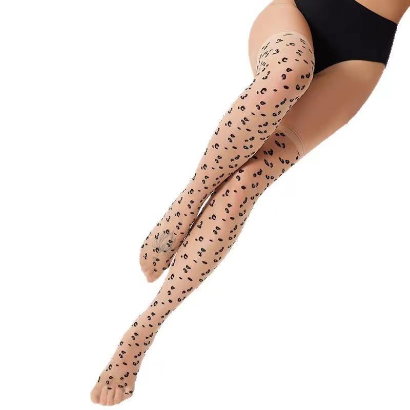 Popular Leopard Stockings Sexy Underwear Black sheer Silky Hosiery Summer See Through Socks Thigh High Stockings medias