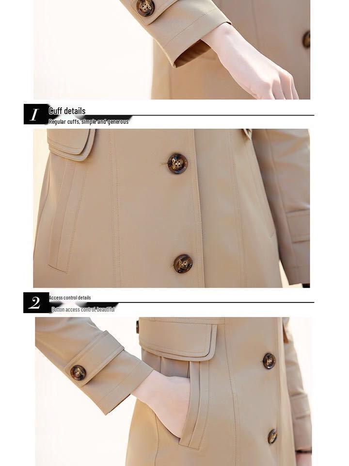 Dámský petitem střih trenčkotu v britském stylu, jaro/podzim 2025, oblíbený ležérní korejský design střední délky