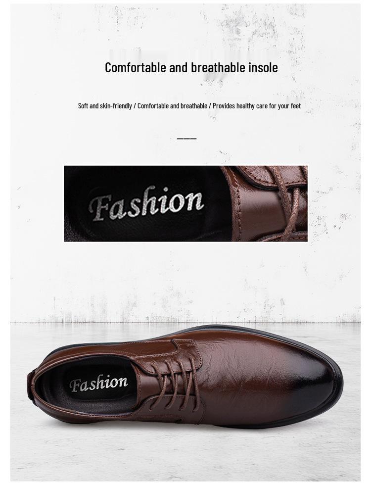 Men's Breathable Leather Formal Shoes - Spring/Summer Casual Cowhide Shoes with Warm Cotton.