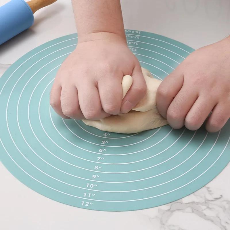 1/3Pcs Food-grade Silicone 30cm Circular Pad Kneading Mat Placemat Kitchen Baking High Temperature Resistant Non-Slip Dough Mat