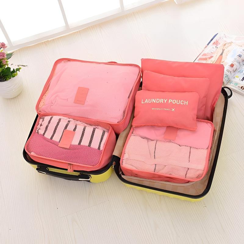 6 In 1 Travel Organizer Laundry Pouch Travel Luggage Bag Clothes Organizer Set