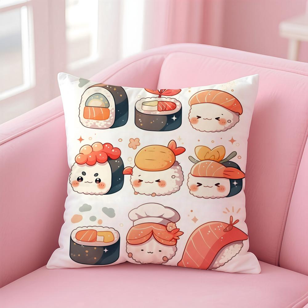 Mini Japanese Food Art Cute Sushi Cushion Cover Pillow Case Soft Skin Friendly Fabric  Concealed Zipper